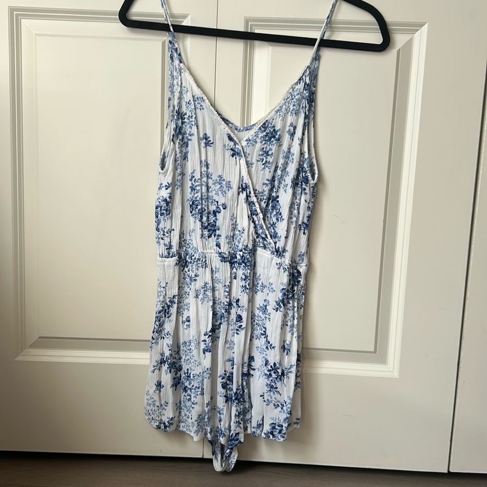 Floral Blue and White Romper